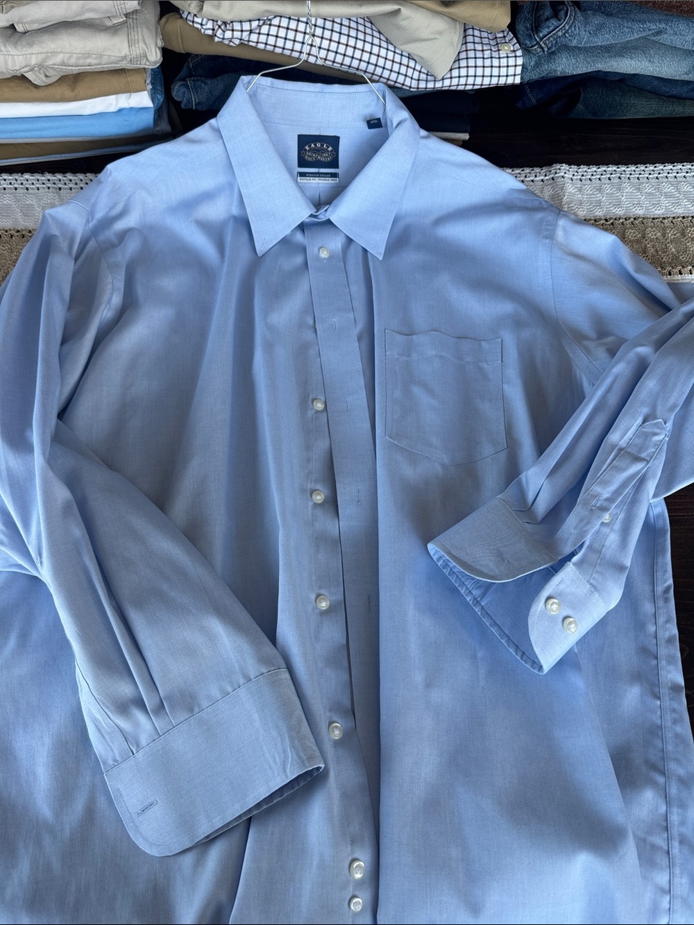 Mens Light Blue Dress Shirt with Chest Pocket - Classic Collared Style